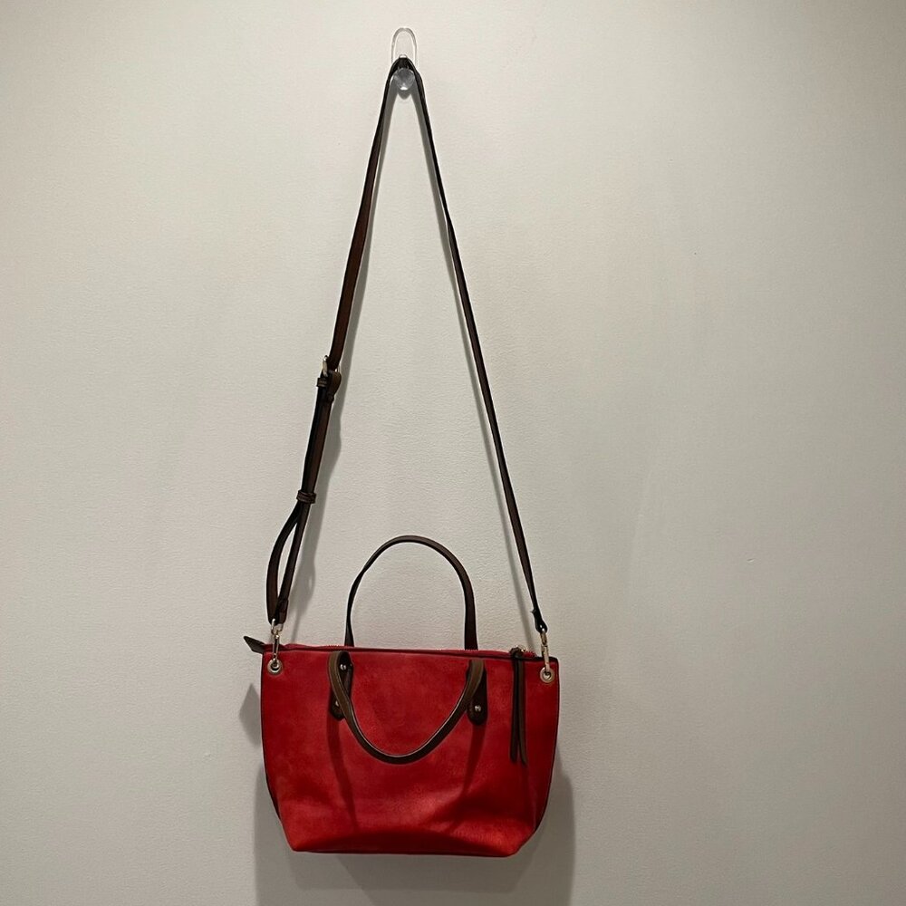 Women's Crossbody Handbag - Red, Brown & Leopard